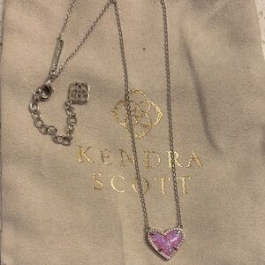 Kendra Scott Silver Necklace with Pink Heart Pendant